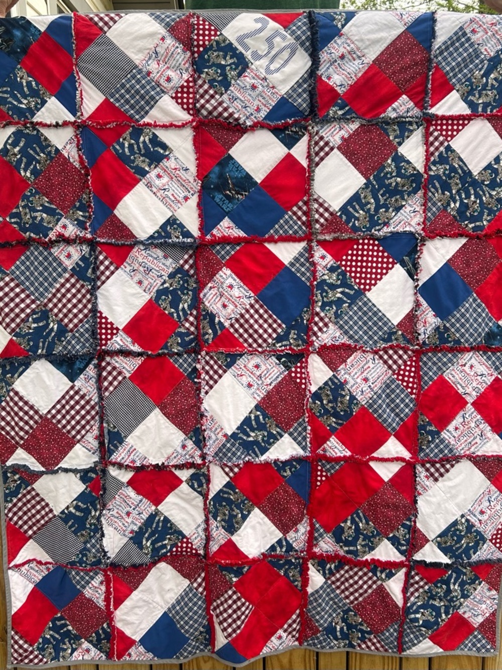 Handmade Patriotic Red, White & Blue Patchwork Quilt *250th year edition.